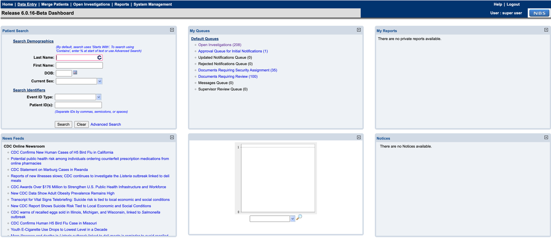 NBS Data Entry navigation banner with Data Entry option highlighted