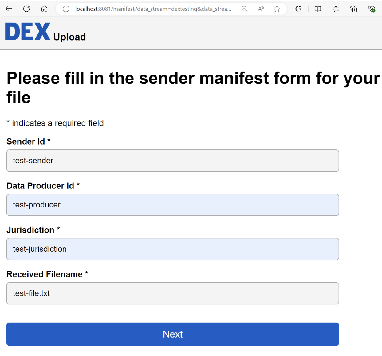 DEX Sender Manifest Form