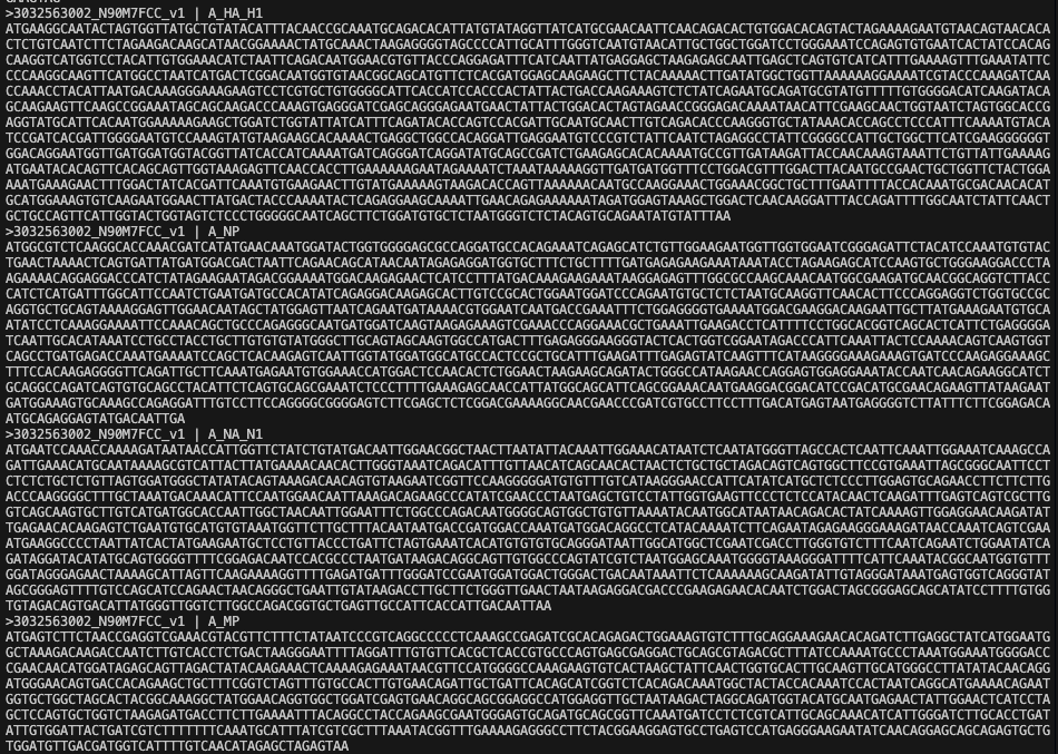 FASTA file format example