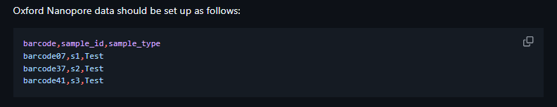 Samplesheet ONT